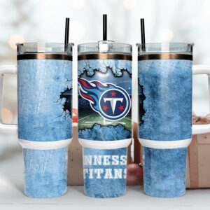 Tennessee Titans NFL Custom Stanley Quencher 40oz Stainless Steel Tumbler With Handle