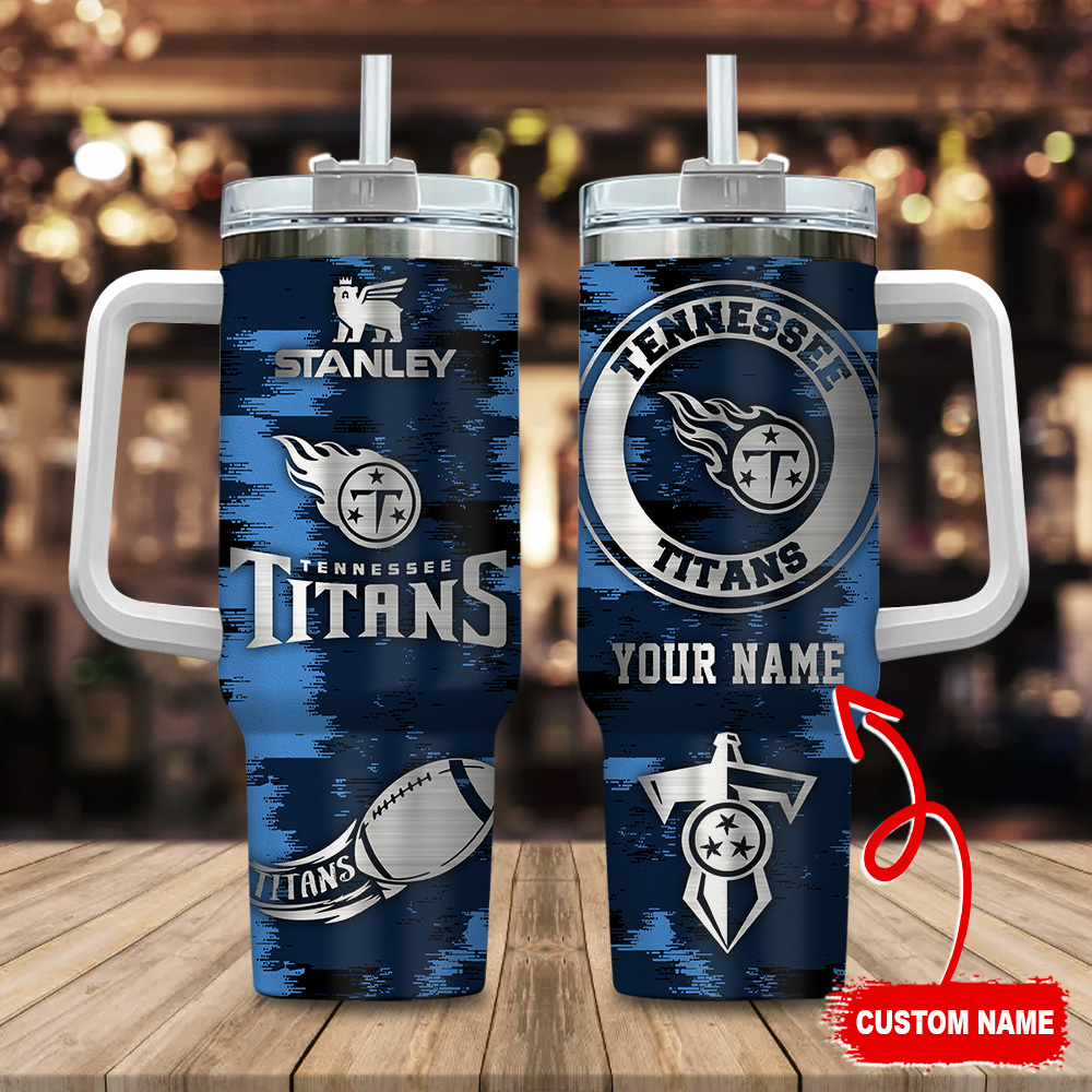 Tennessee Titans NFL Custom Stanley Quencher 40oz Stainless Steel Tumbler With Handle