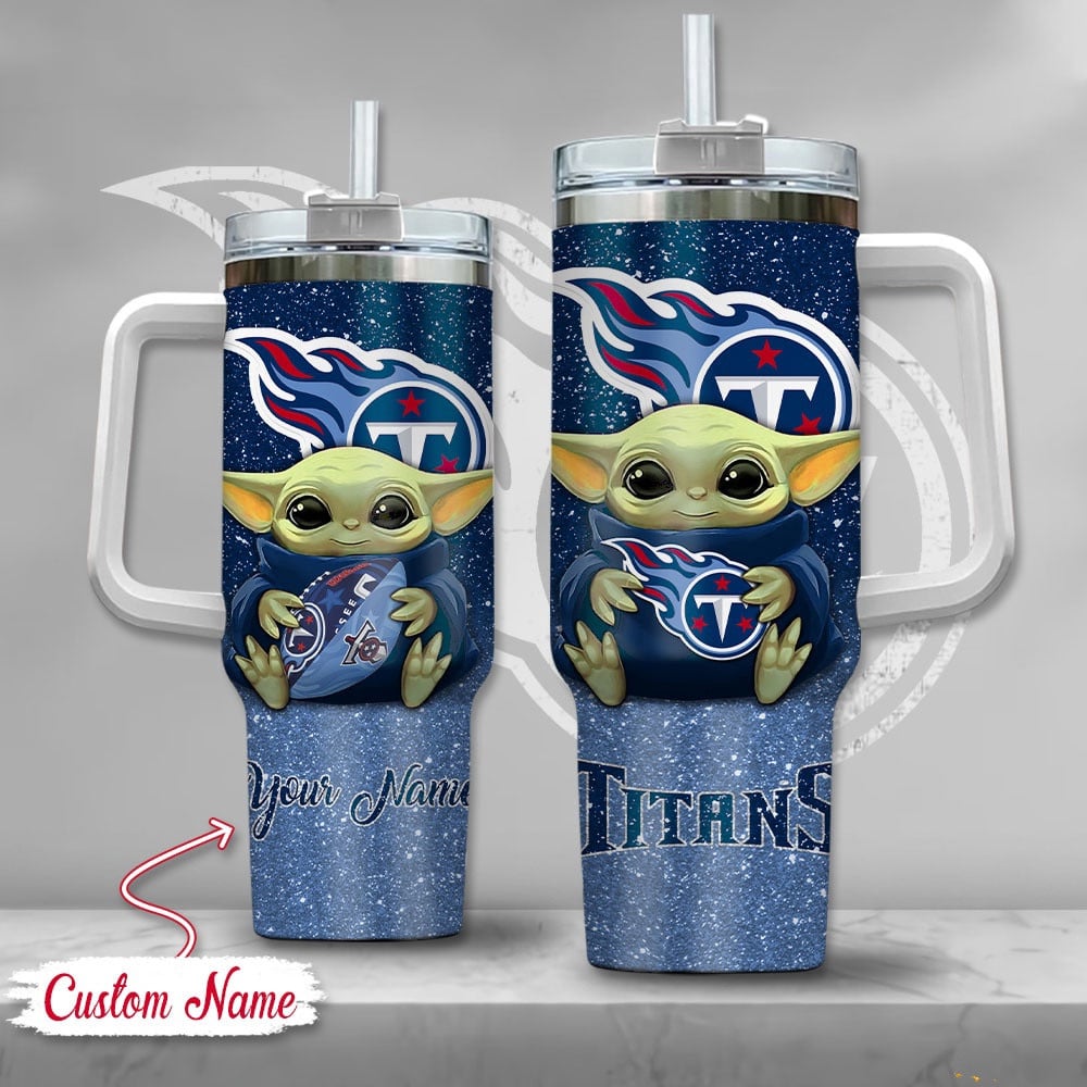 Tennessee Titans NFL Custom Stanley Quencher 40oz Stainless Steel Tumbler With Handle