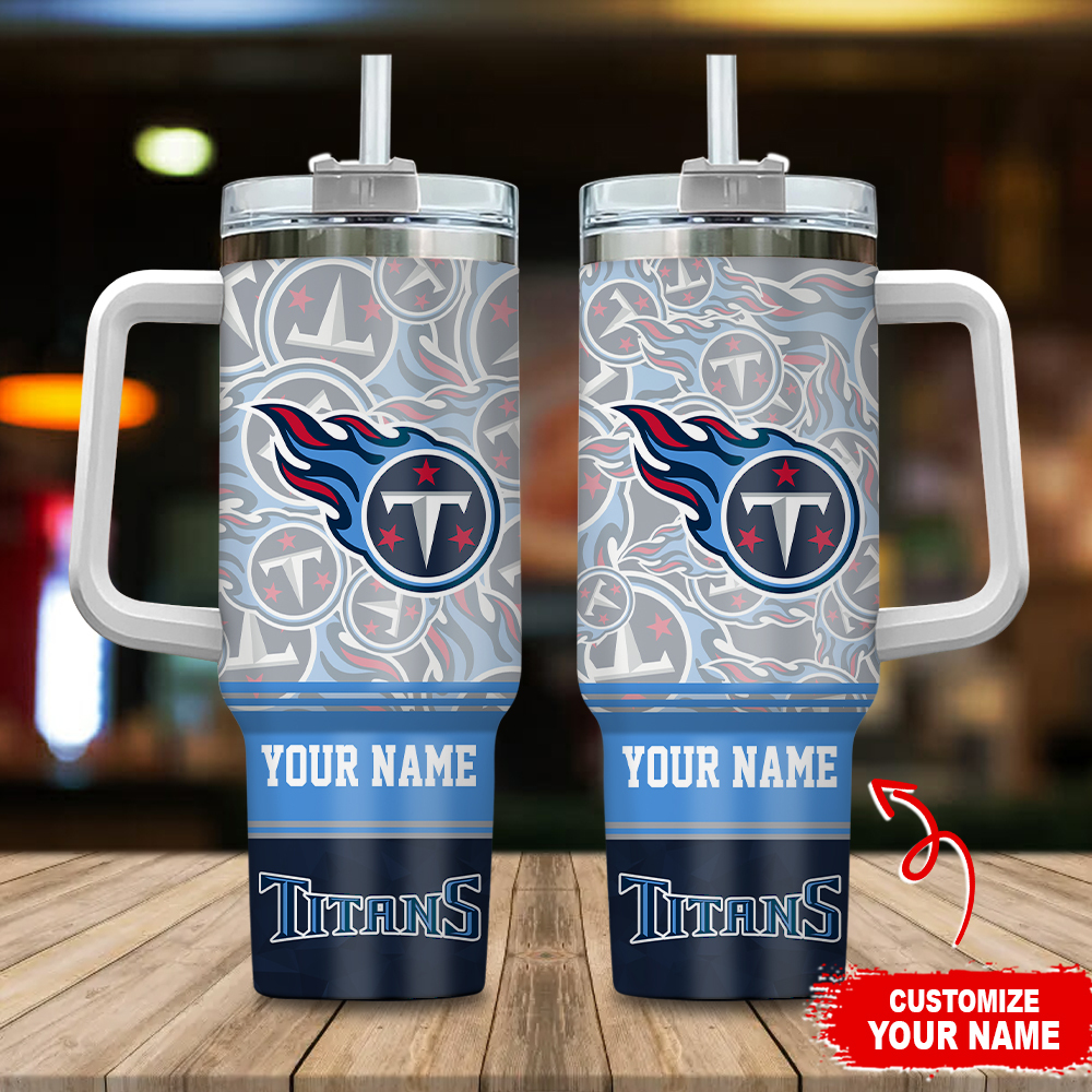 Tennessee Titans NFL Custom Stanley Quencher 40oz Stainless Steel Tumbler With Handle