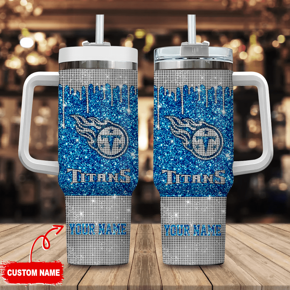 Tennessee Titans NFL Custom Stanley Quencher 40oz Stainless Steel Tumbler With Handle