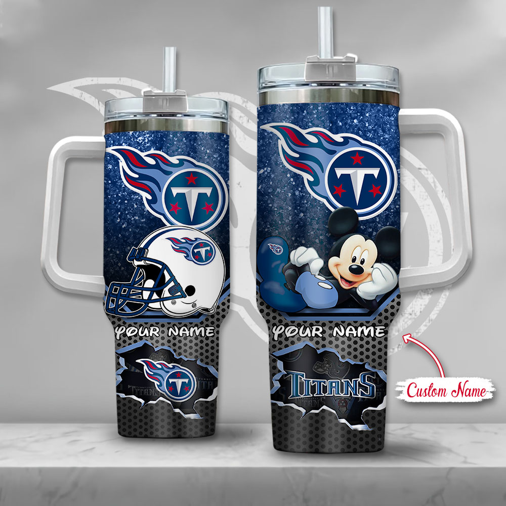 Tennessee Titans NFL Custom Stanley Quencher 40oz Stainless Steel Tumbler With Handle