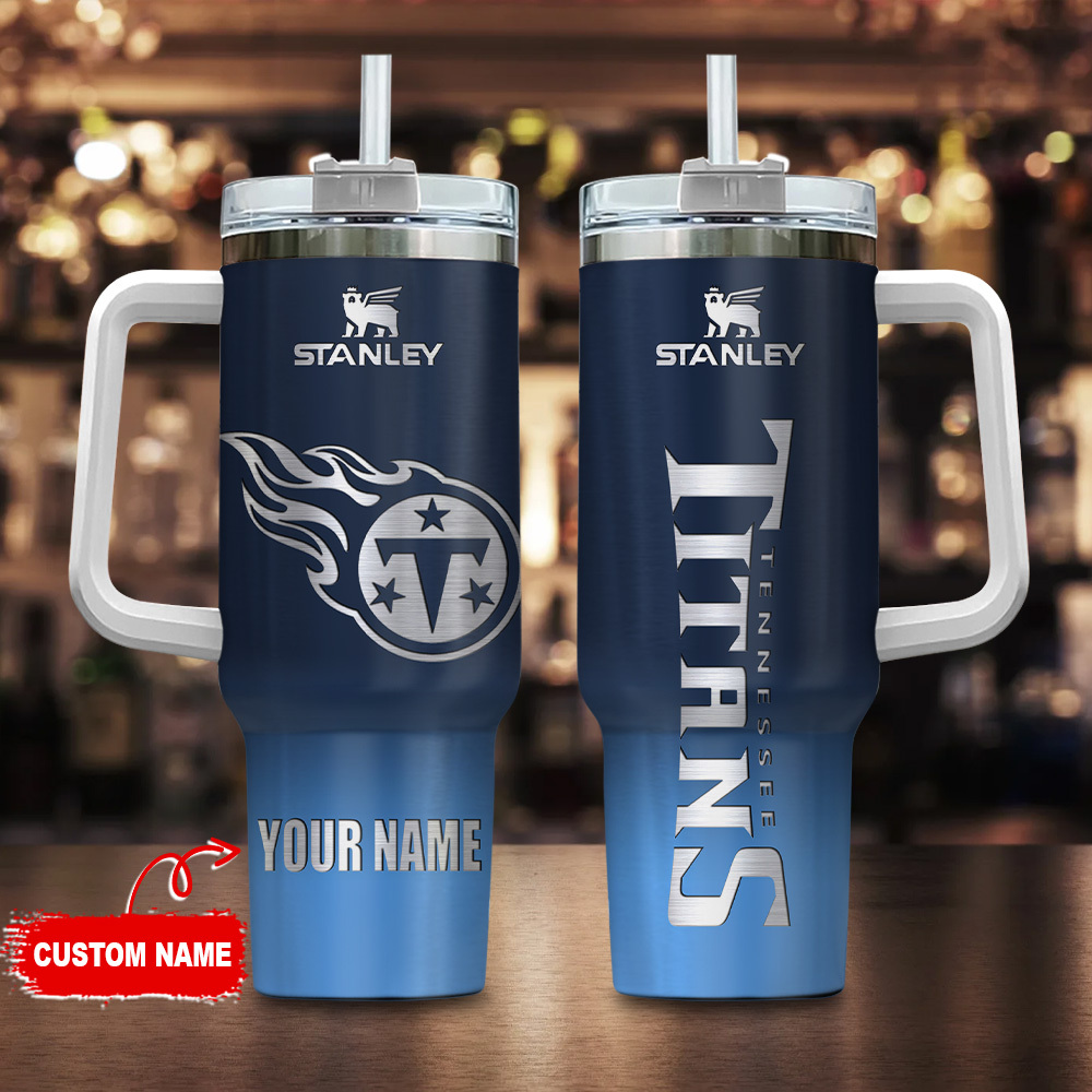 Tennessee Titans NFL Custom Stanley Quencher 40oz Stainless Steel Tumbler With Handle