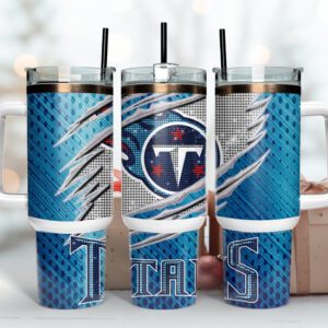 Tennessee Titans NFL Custom Stanley Quencher 40oz Stainless Steel Tumbler With Handle
