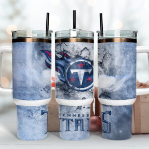 Tennessee Titans NFL Custom Stanley Quencher 40oz Stainless Steel Tumbler With Handle