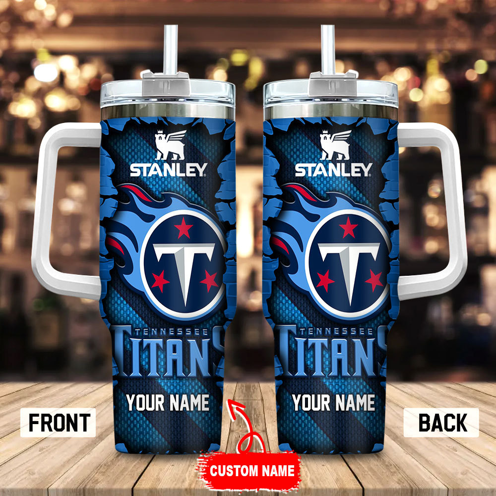 Tennessee Titans NFL Custom Stanley Quencher 40oz Stainless Steel Tumbler With Handle