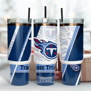 Tennessee Titans NFL Custom Stanley Quencher 40oz Stainless Steel Tumbler With Handle