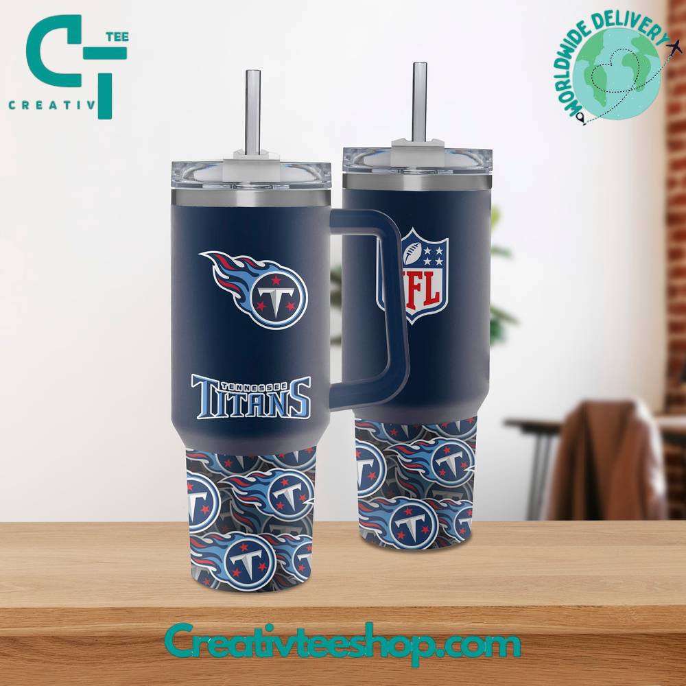 Tennessee Titans NFL Custom Stanley Quencher 40oz Stainless Steel Tumbler With Handle