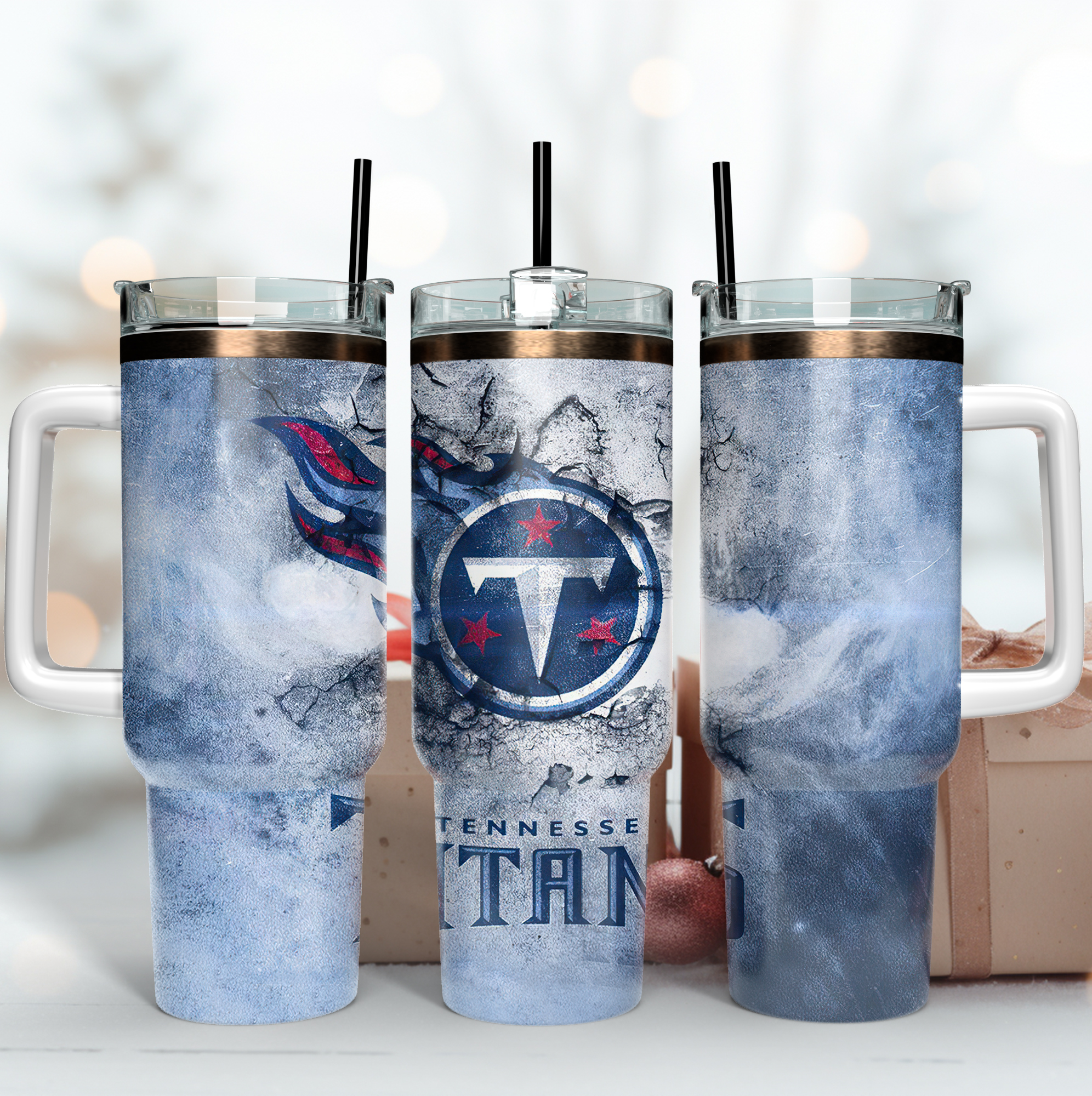 Tennessee Titans NFL Custom Stanley Quencher 40oz Stainless Steel Tumbler With Handle