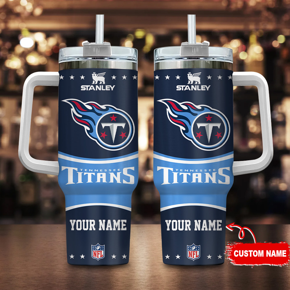 Tennessee Titans NFL Custom Stanley Quencher 40oz Stainless Steel Tumbler With Handle