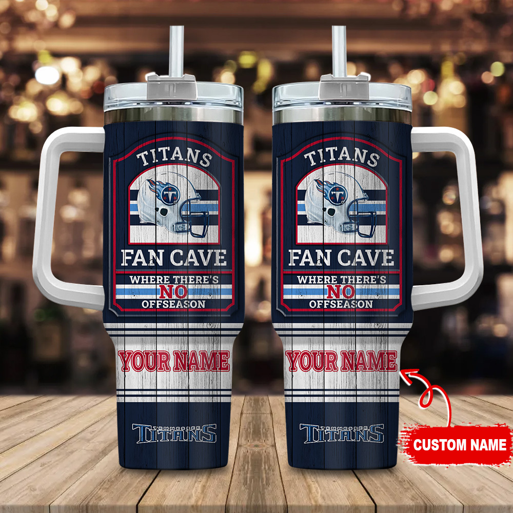 Tennessee Titans NFL Fan Cave Custom Stanley Quencher 40oz Stainless Steel Tumbler With Handle