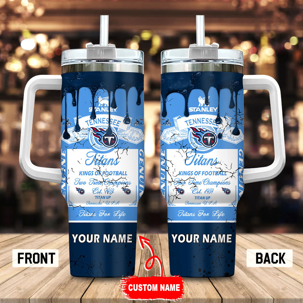 Tennessee Titans NFL Kings Of Football Custom Stanley Quencher 40oz Stainless Steel Tumbler With Handle
