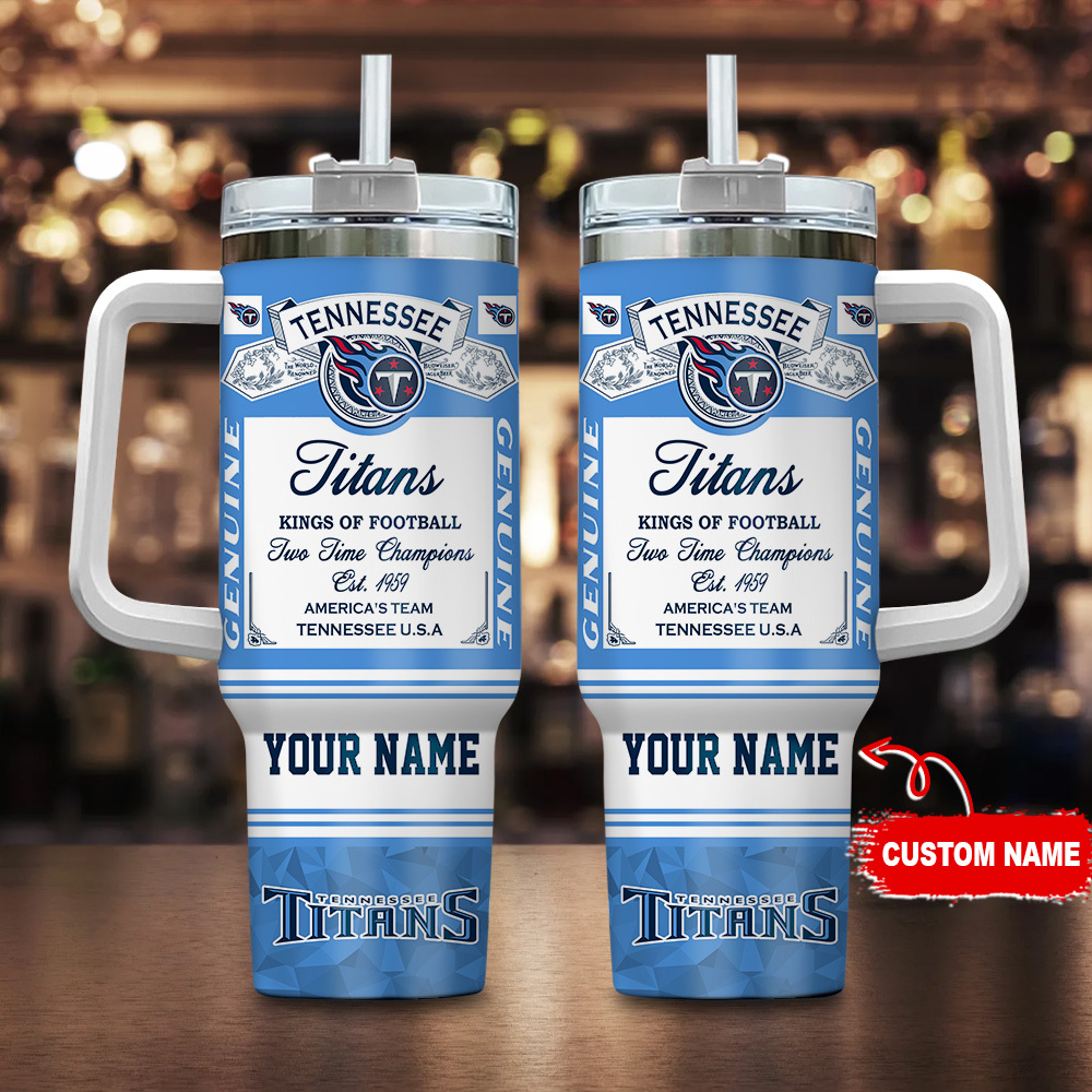 Tennessee Titans NFL Kings of Football Custom Stanley Quencher 40oz Stainless Steel Tumbler With Handle