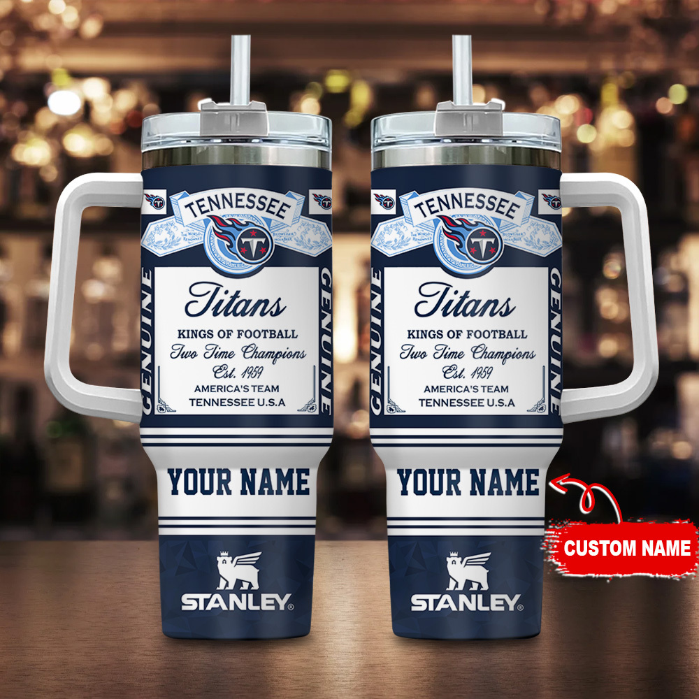 Tennessee Titans NFL Kings Of Football Custom Stanley Quencher 40oz Stainless Steel Tumbler With Handle