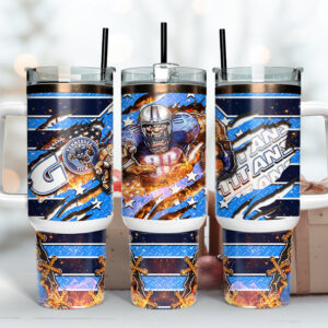 Tennessee Titans NFL Mascot Custom Stanley Quencher 40oz Stainless Steel Tumbler With Handle