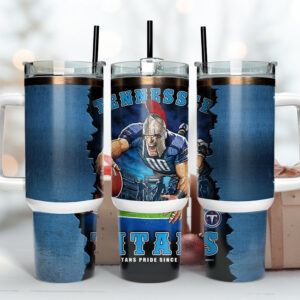Tennessee Titans NFL Mascot Custom Stanley Quencher 40oz Stainless Steel Tumbler With Handle