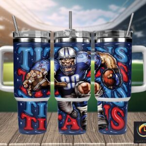 Tennessee Titans NFL Mascot Custom Stanley Quencher 40oz Stainless Steel Tumbler With Handle