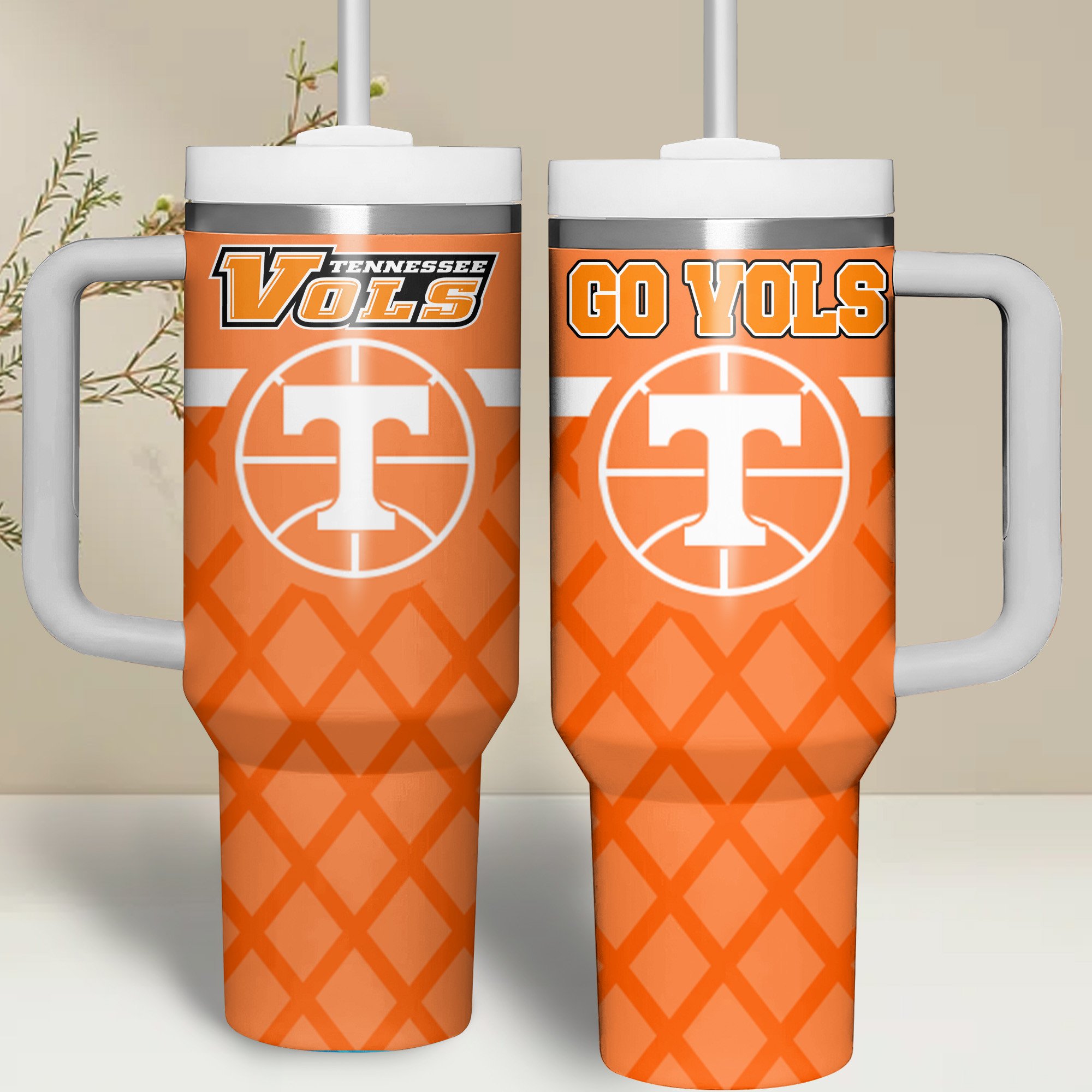Tennessee Volunteers football NCAA Custom Stanley Quencher 40oz Stainless Steel Tumbler With Handle