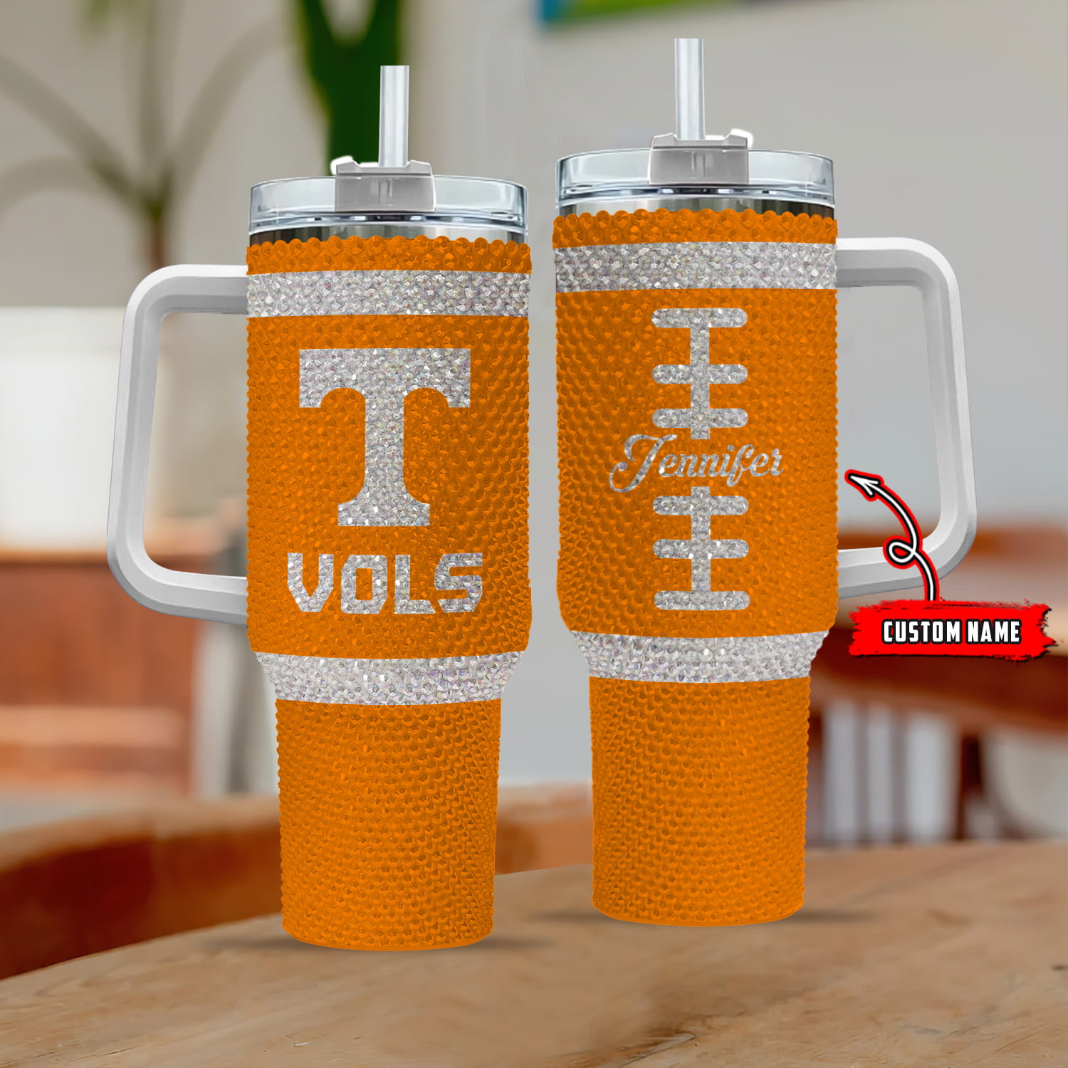 Tennessee Volunteers NCAA Custom Stanley Quencher 40oz Stainless Steel Tumbler With Handle