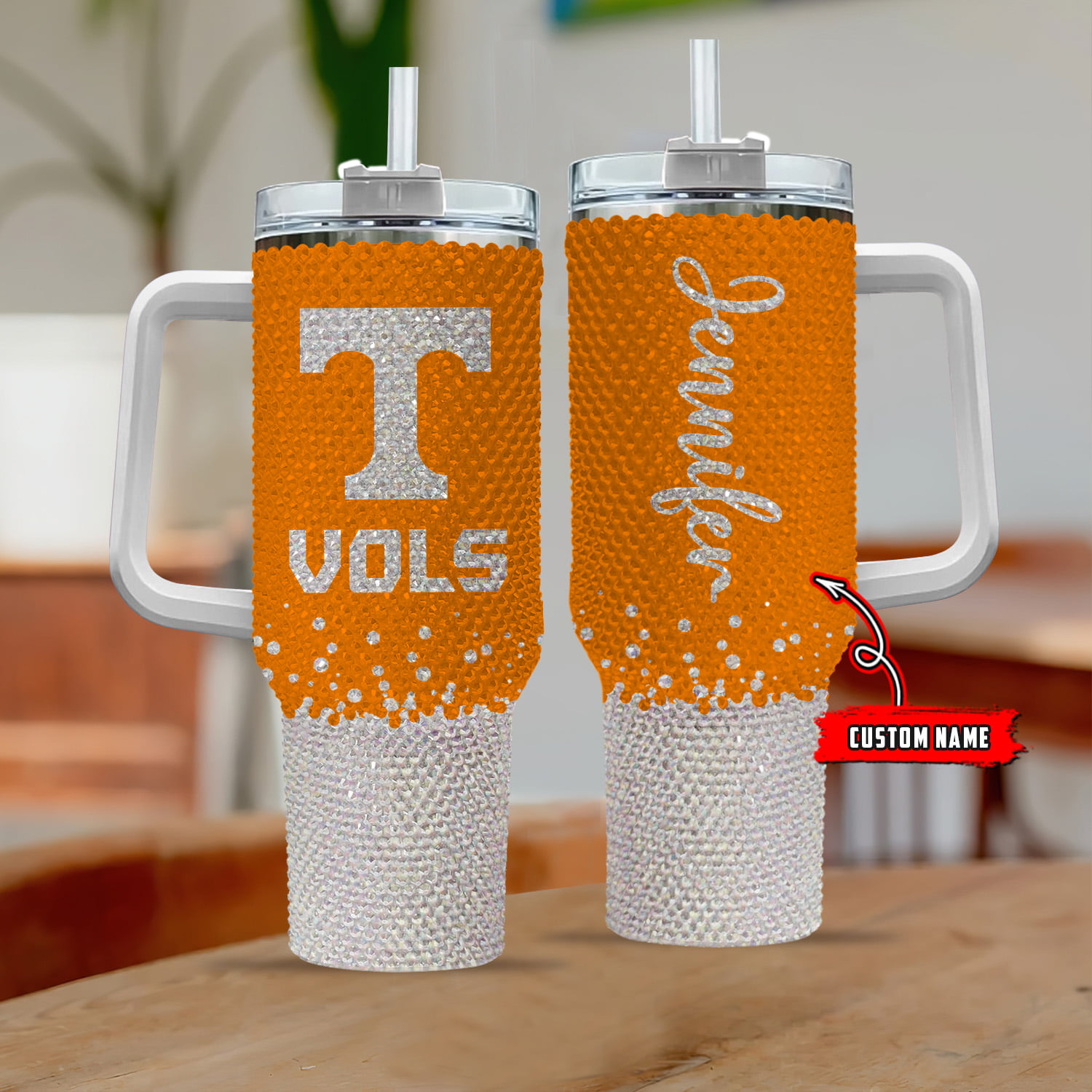 Tennessee Volunteers NCAA Custom Stanley Quencher 40oz Stainless Steel Tumbler With Handle