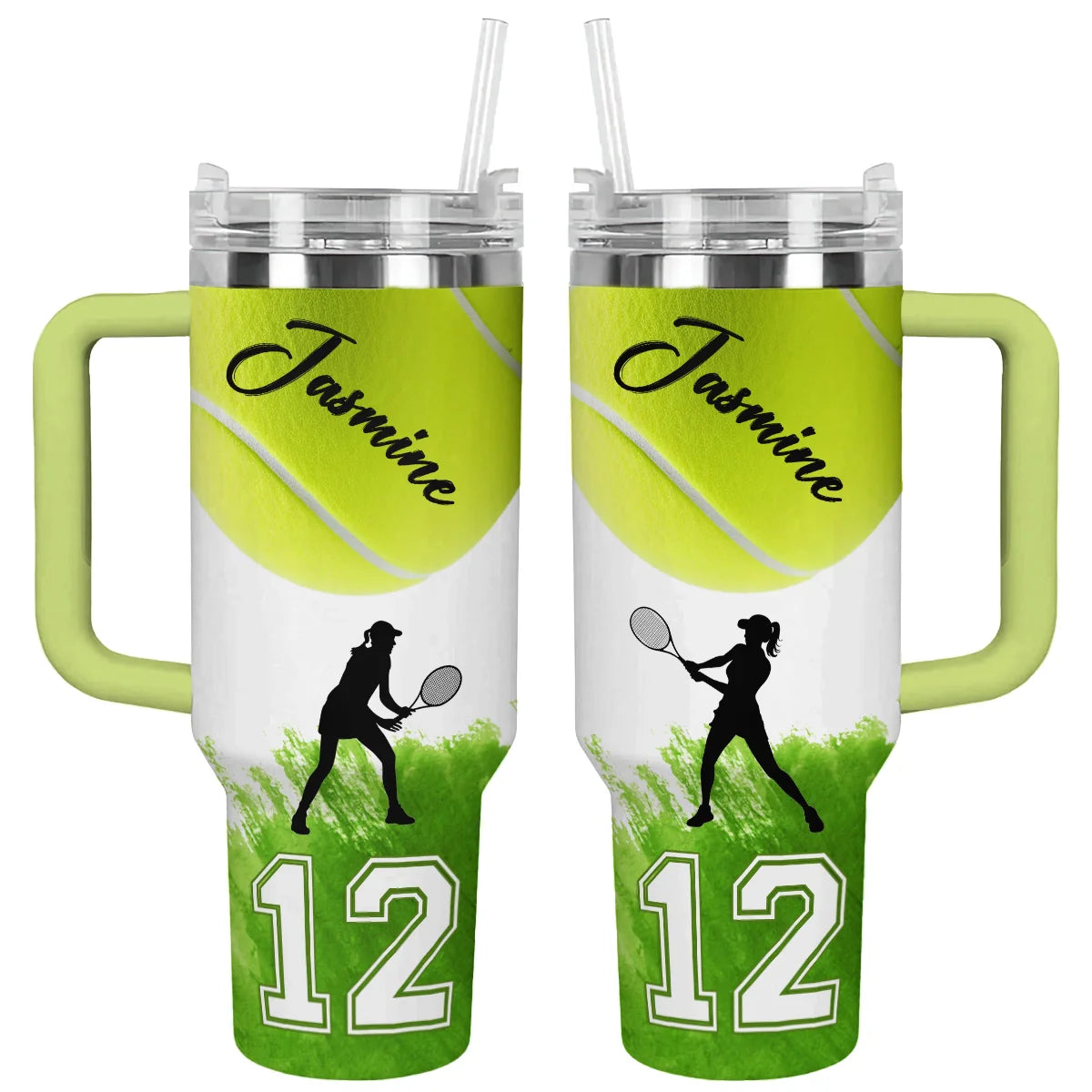 Tennis Custom Stanley Quencher 40oz Stainless Steel Tumbler With Handle
