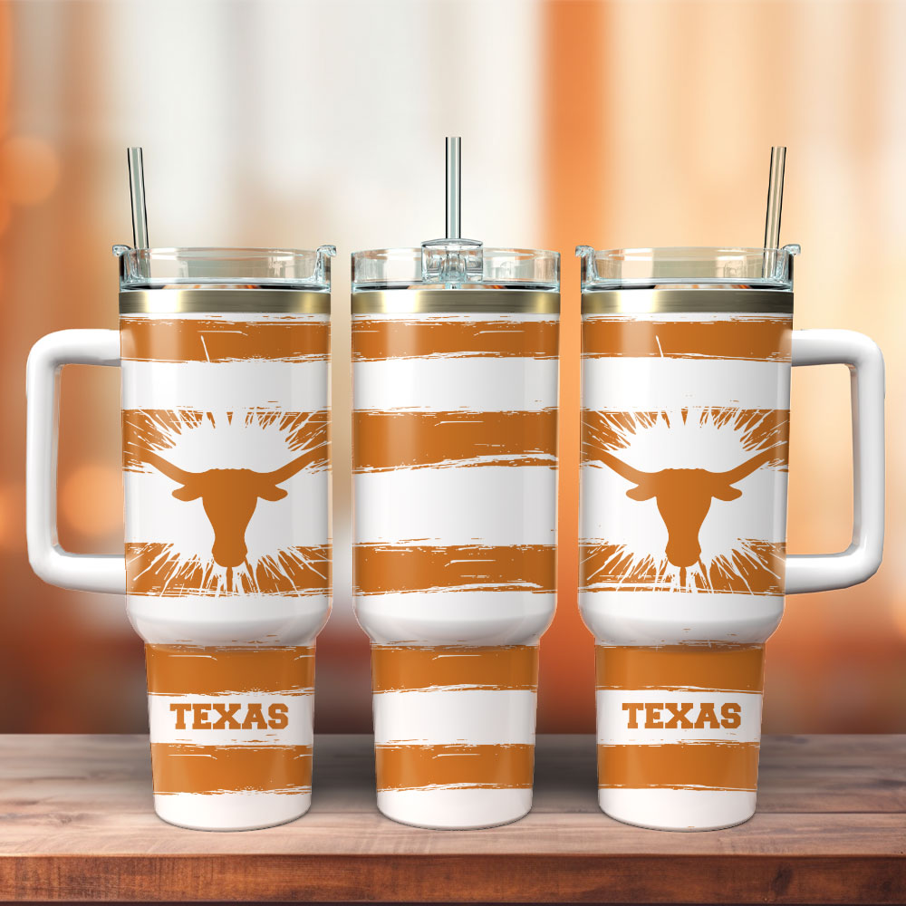 Texas Longhorns Football NCAA Sport Custom Stanley Quencher 40oz Stainless Steel Tumbler With Handle