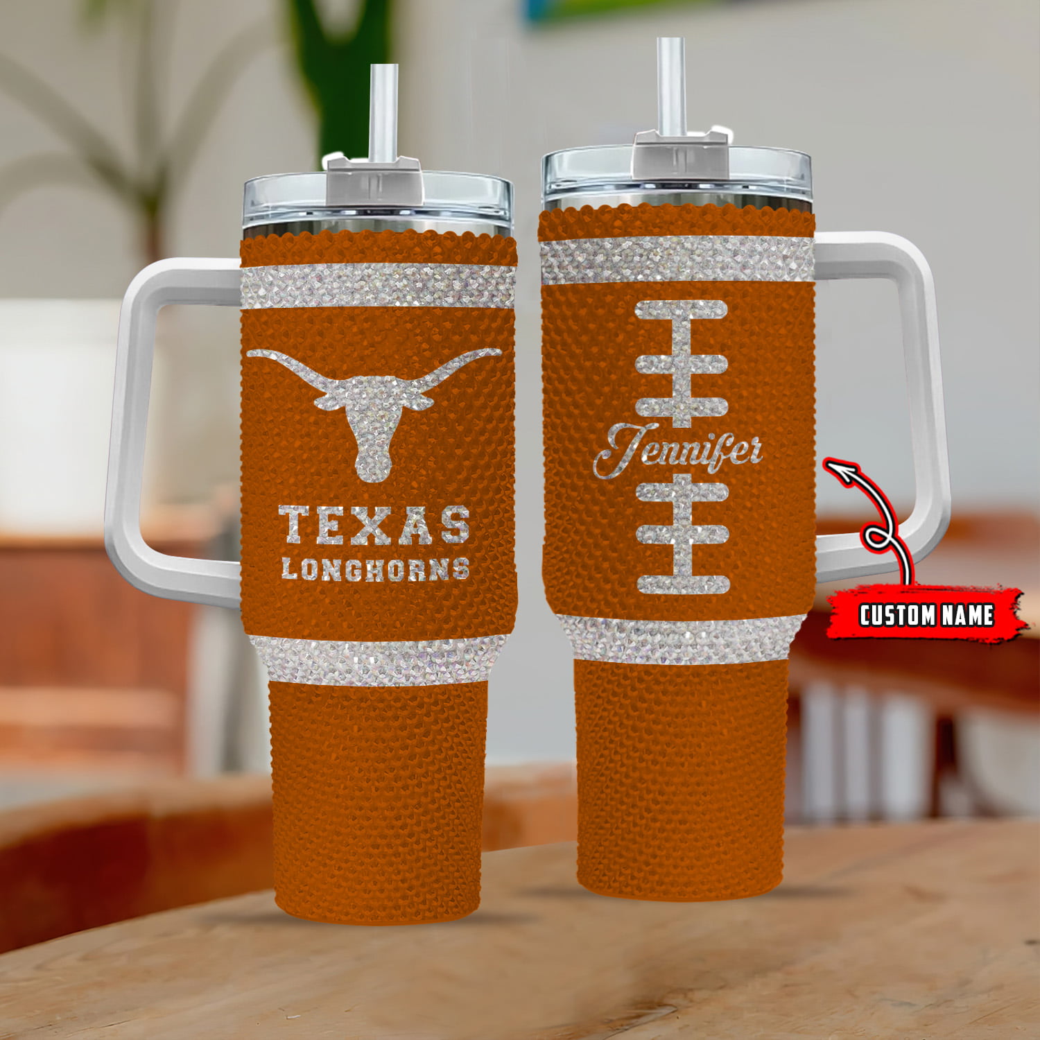 Texas Longhorns NCAA Custom Stanley Quencher 40oz Stainless Steel Tumbler With Handle