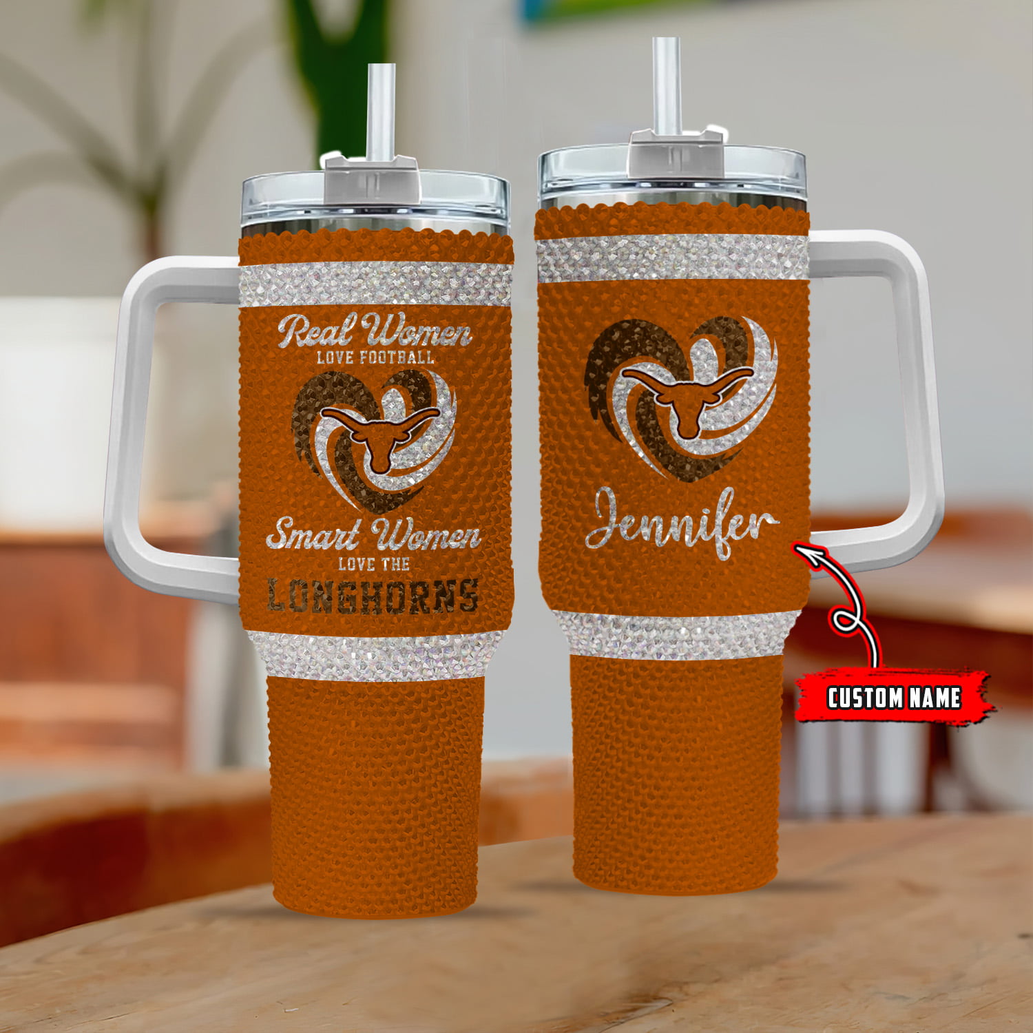 Texas Longhorns NCAA Custom Stanley Quencher 40oz Stainless Steel Tumbler With Handle