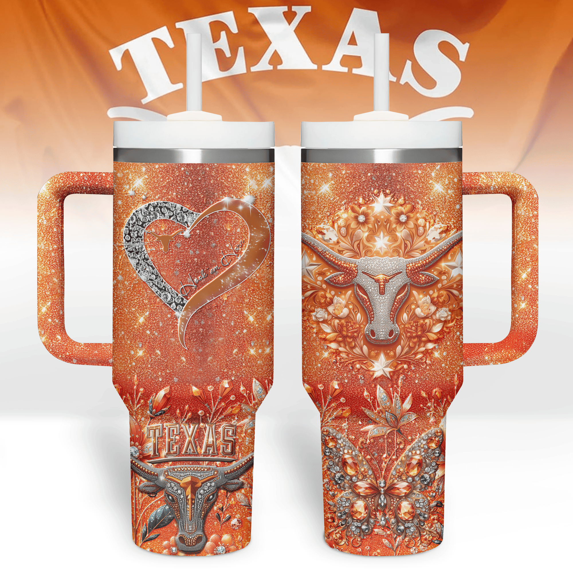 Texas Longhorns NCAA Sport Custom Stanley Quencher 40oz Stainless Steel Tumbler With Handle