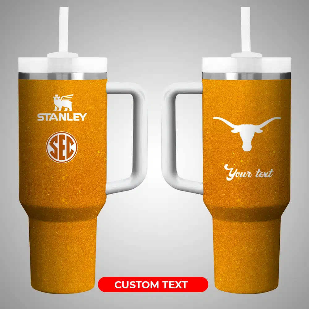 Texas LonghornsÂ NCAA Custom Stanley Quencher 40oz Stainless Steel Tumbler With Handle