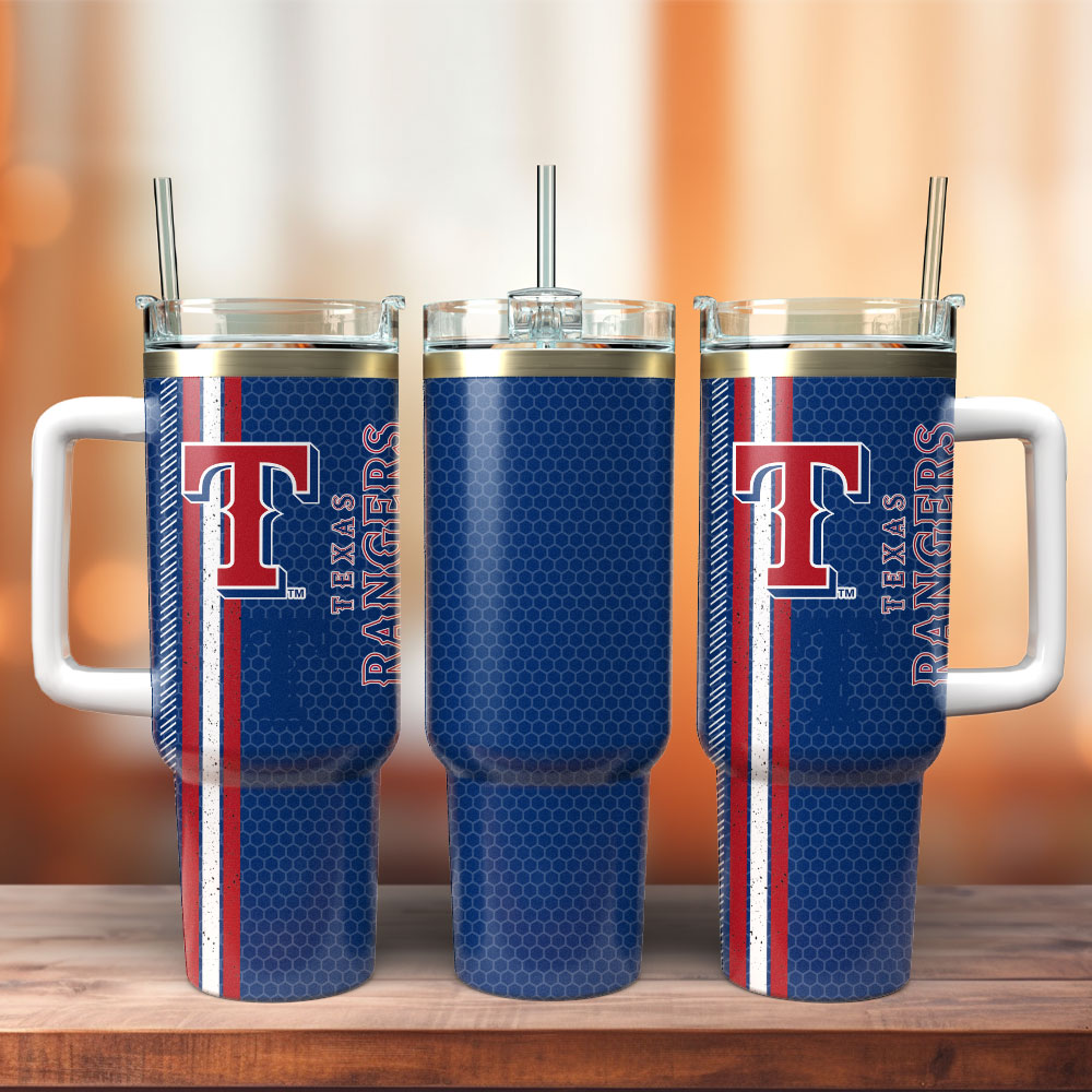 Texas Rangers Baseball MLB Sport Custom Stanley Quencher 40oz Stainless Steel Tumbler With Handle