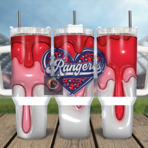 Texas Rangers MLB Custom Stanley Quencher 40oz Stainless Steel Tumbler With Handle