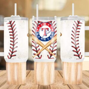 Texas Rangers MLB Custom Stanley Quencher 40oz Stainless Steel Tumbler With Handle