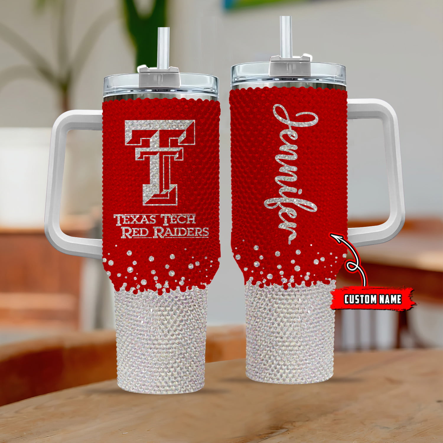 Texas Tech Red Raiders NCAA Custom Stanley Quencher 40oz Stainless Steel Tumbler With Handle
