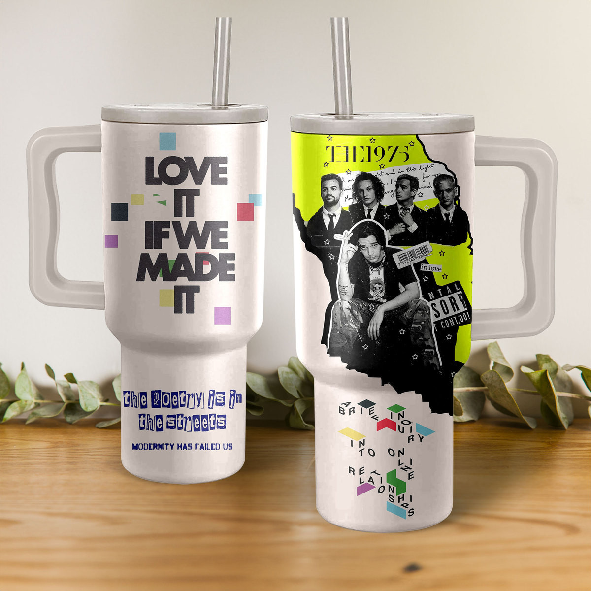 The 1975 Music Custom Stanley Quencher 40oz Stainless Steel Tumbler With Handle