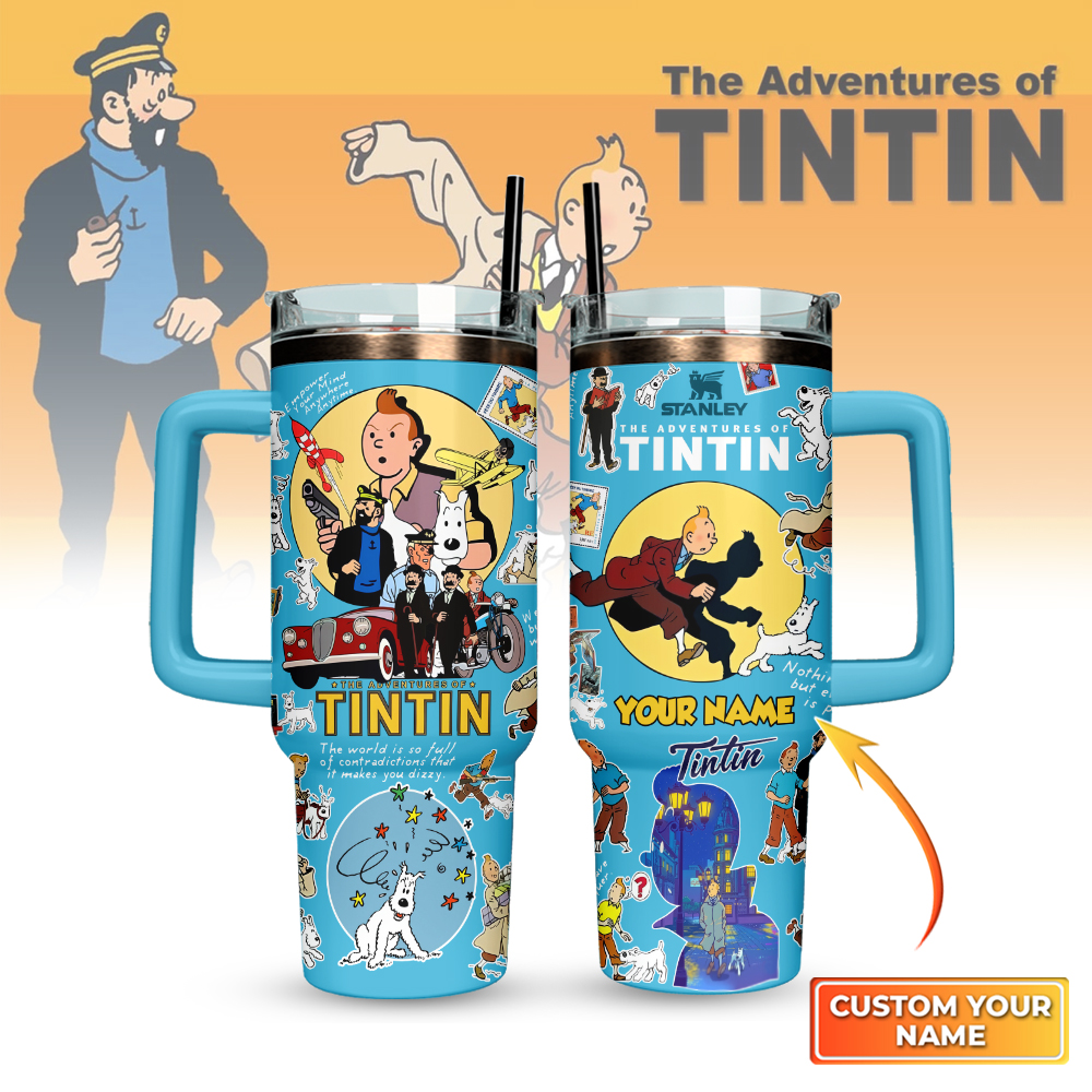 The Adventure Of Tintin Custom Stanley Quencher 40oz Stainless Steel Tumbler With Handle