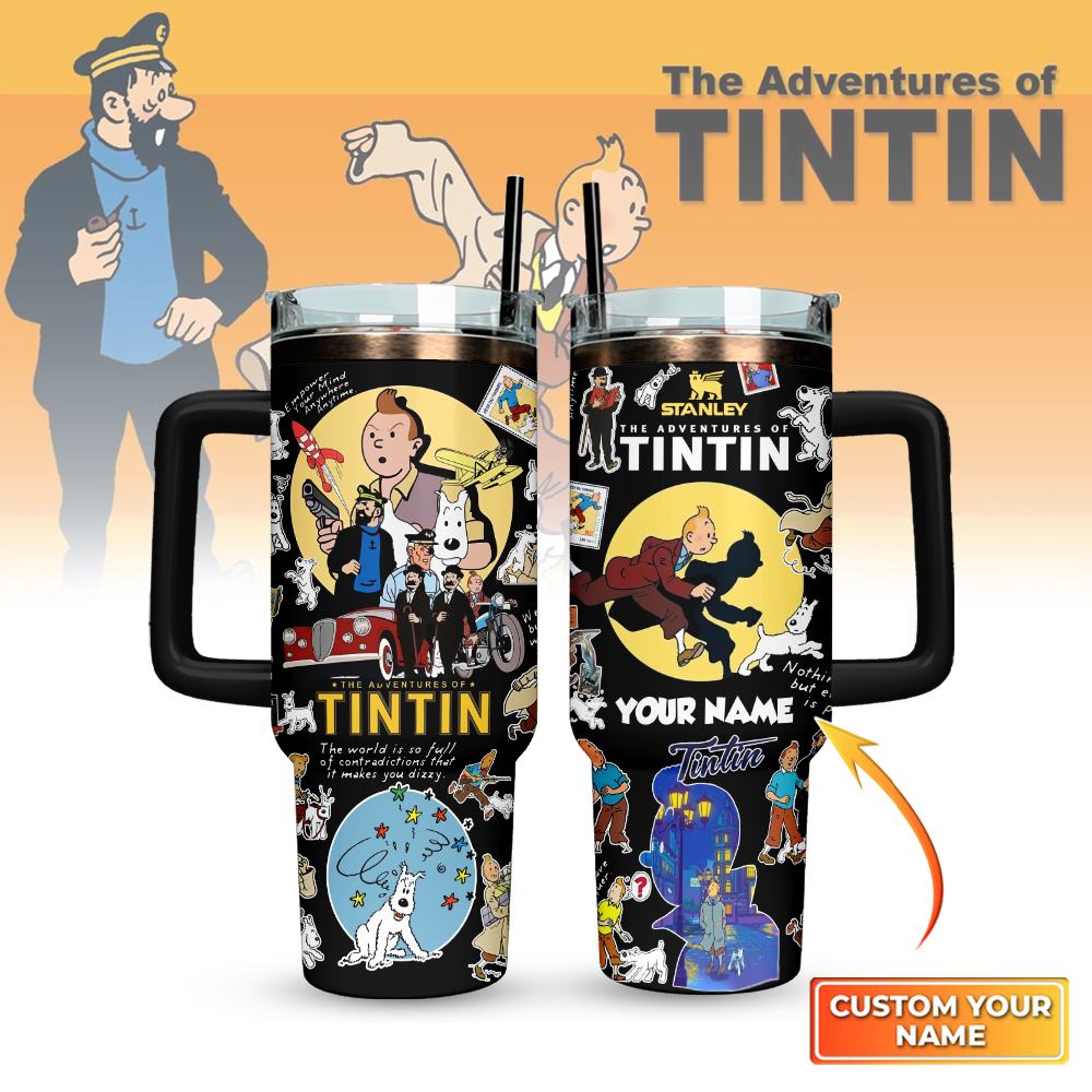 The Adventure Of Tintin Custom Stanley Quencher 40oz Stainless Steel Tumbler With Handle