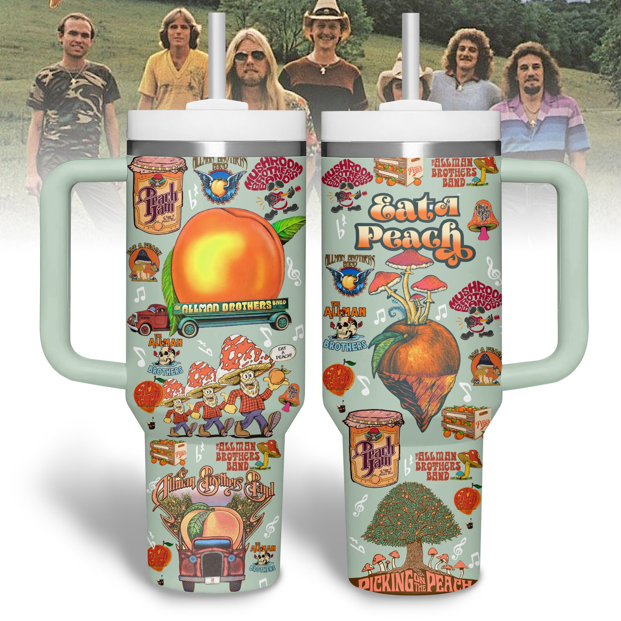 The Allman Brothers Band Music Custom Stanley Quencher 40oz Stainless Steel Tumbler With Handle