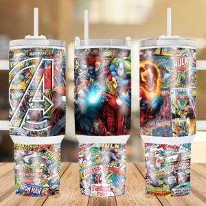 The Avengers Marvel Comics Custom Stanley Quencher 40oz Stainless Steel Tumbler With Handle