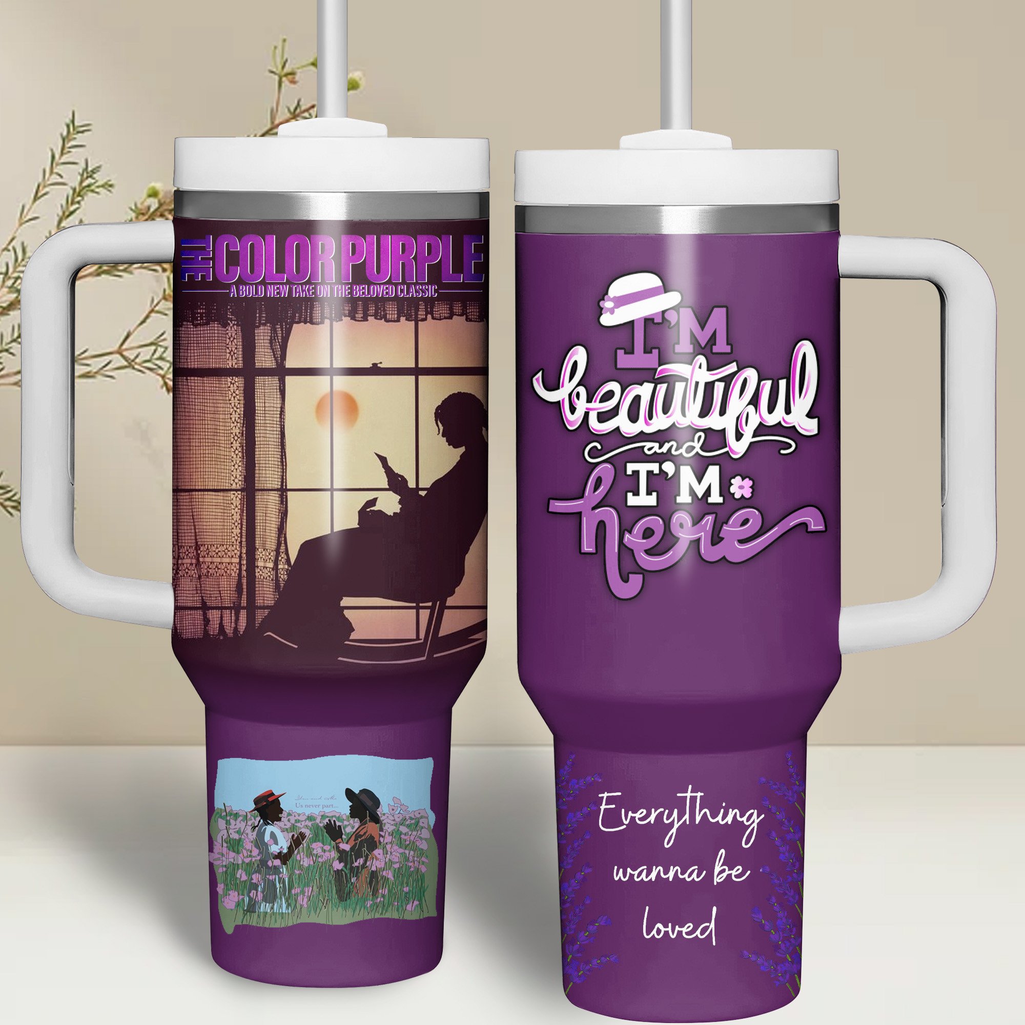 The Color Purple Movies Custom Stanley Quencher 40oz Stainless Steel Tumbler With Handle