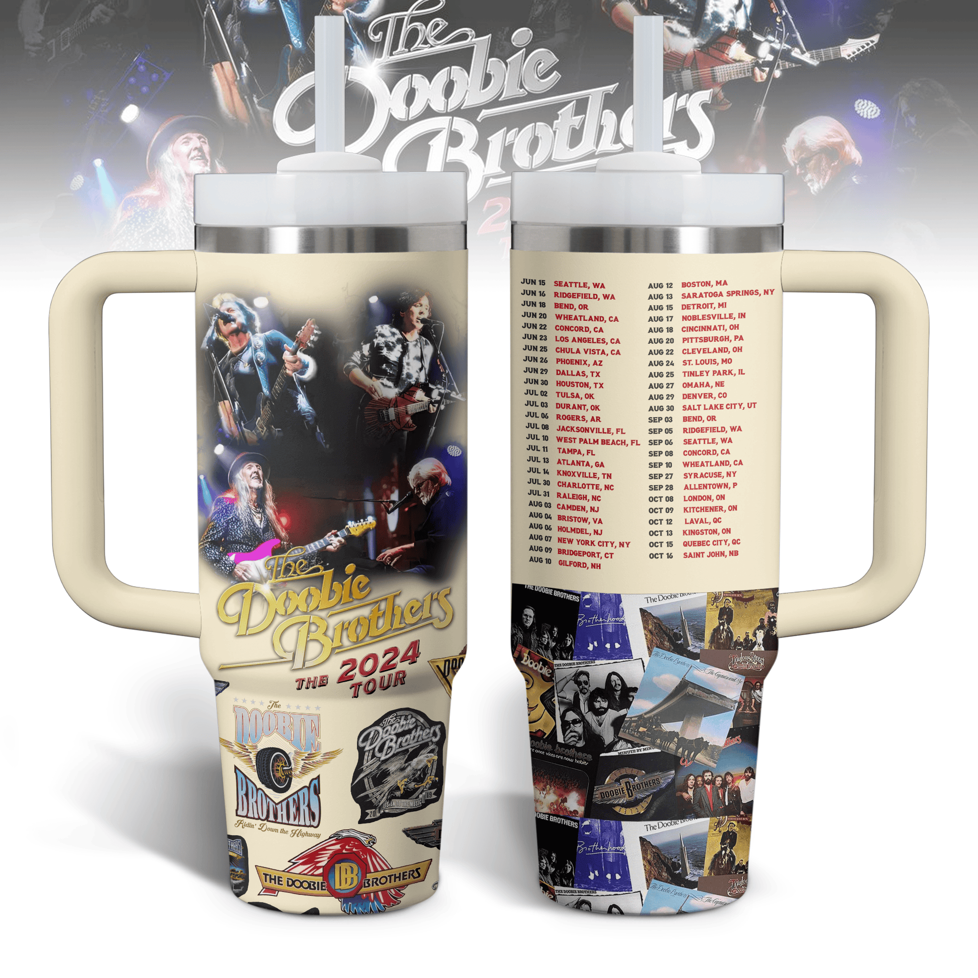 The Doobie Brothers Music Custom Stanley Quencher 40oz Stainless Steel Tumbler With Handle