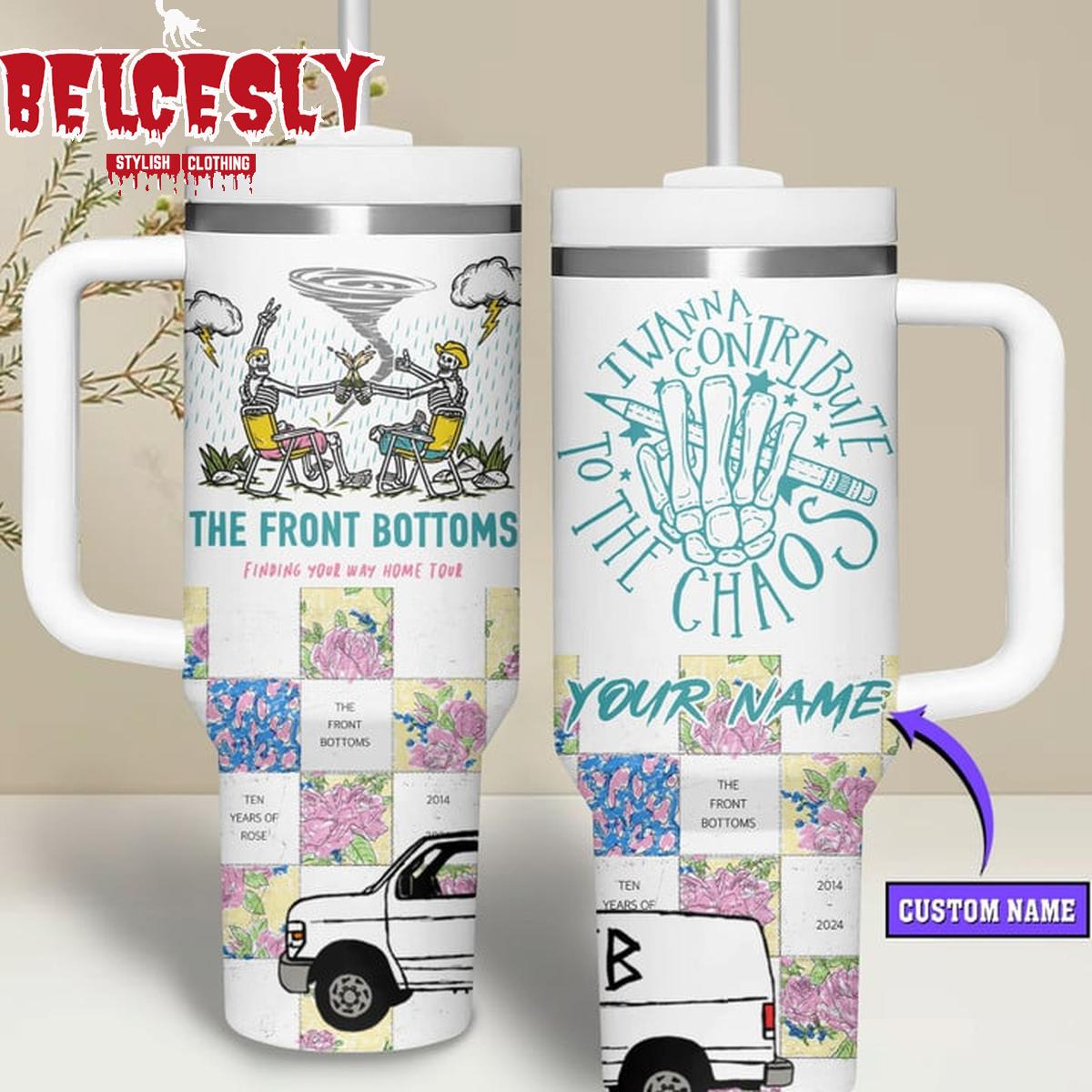 The Front Bottoms Music Custom Stanley Quencher 40oz Stainless Steel Tumbler With Handle
