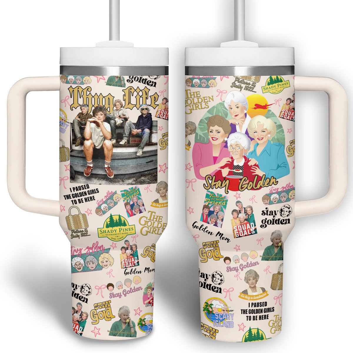 The Golden Girls TV Series Custom Stanley Quencher 40oz Stainless Steel Tumbler With Handle