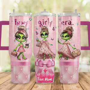 The Grinch Cartoon Custom Stanley Quencher 40oz Stainless Steel Tumbler With Handle