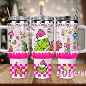 The Grinch Custom Stanley Quencher 40oz Stainless Steel Tumbler With Handle