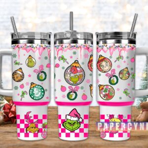 The Grinch Custom Stanley Quencher 40oz Stainless Steel Tumbler With Handle
