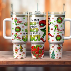 The Grinch Custom Stanley Quencher 40oz Stainless Steel Tumbler With Handle