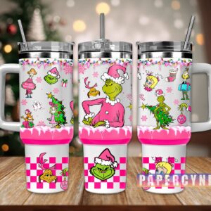 The Grinch Custom Stanley Quencher 40oz Stainless Steel Tumbler With Handle