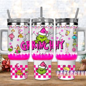 The Grinch Custom Stanley Quencher 40oz Stainless Steel Tumbler With Handle