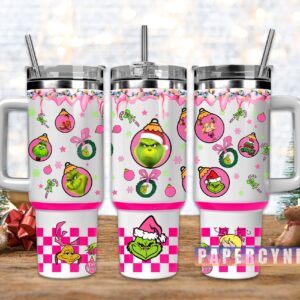 The Grinch Custom Stanley Quencher 40oz Stainless Steel Tumbler With Handle